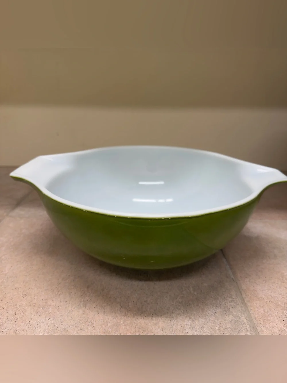 Vintage Pyrex Green Mixing Bowl with White Interior